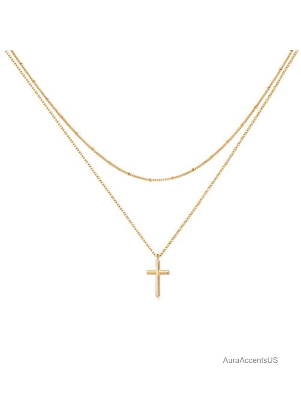 14k Gold Filled Tiny Cross Necklace Dainty Circle Pendant for Women